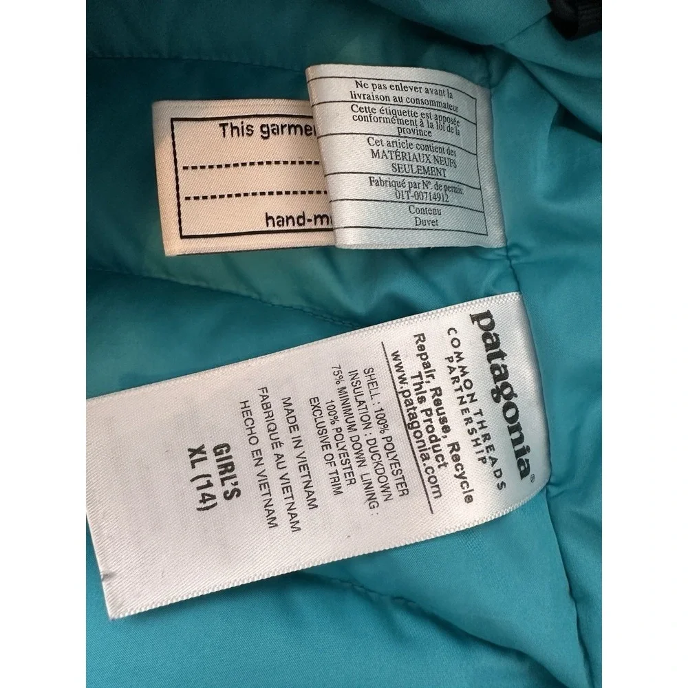Patagonia‎ Down Vest Girls XL  14 Full Zip Puffer Outdoor Athleisure